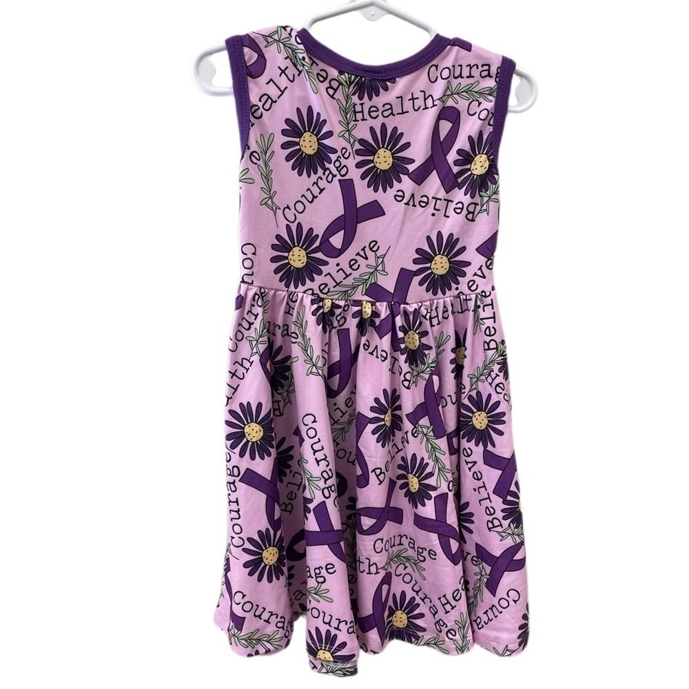 Witty Dress with Purple Ribbon - 2T